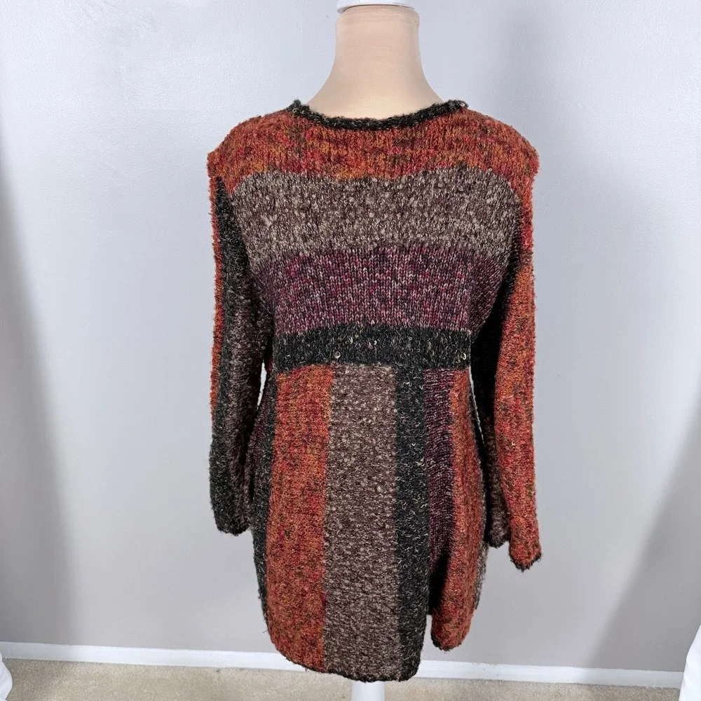 Maurices Cardigan Sweater Women S Patchwork Knit Longline Boho Open Front - Picture 4 of 6